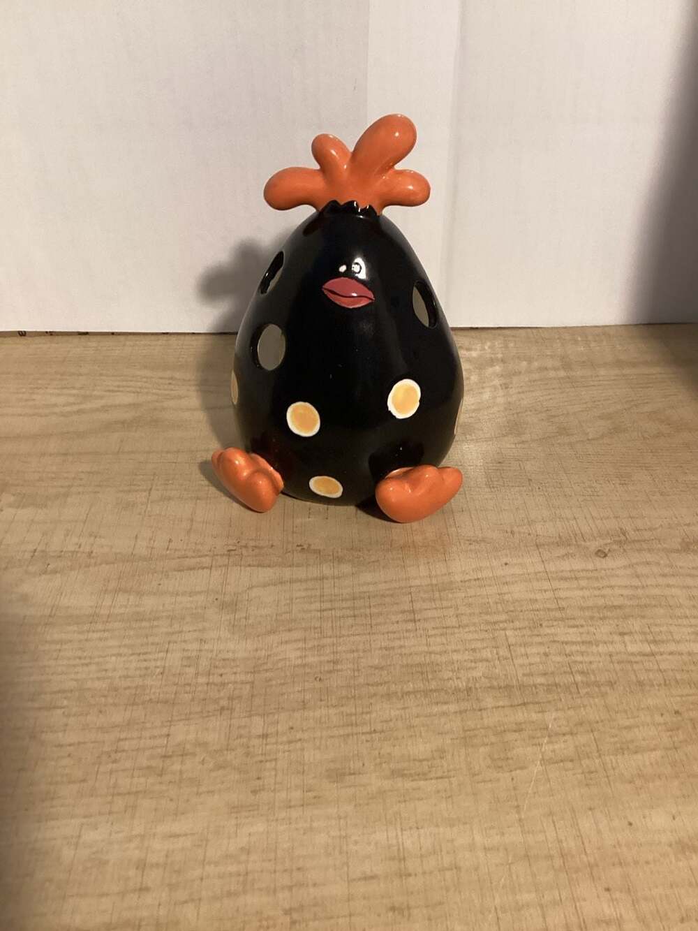 Bella Casa by Ganz Black and White Polka Dot Ceramic Chicken Tea Light Candle Ho